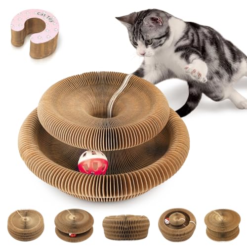 MAXTOOA Collapsible Cats Cardboard Scratcher, Interactive Cat Toys for Indoor