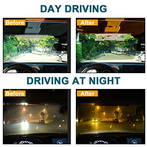 BESWORLDS Car Sun Visor, 2 in 1 Universal Day and Night Anti-Glare Car Sun Visor, Adjustable HD Anti-Glare Dazzling Goggle Day Night Mirror Vision For Day/Night for Driving - Thumbnail 3