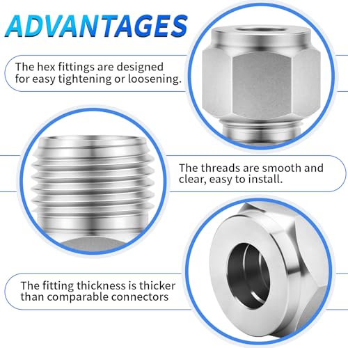 Image of ChillWaves 304 Stainless Steel Compression Tube Fitting, 1 inch OD x 1 inch OD Compression Union Connector(1-PACK)