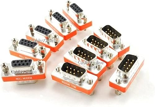CablesOnline DB9 - Adaptador de módem nulo macho a hembra de transferencia de datos/cambiador de género, (paquete de 10) (AD-N04M-10)