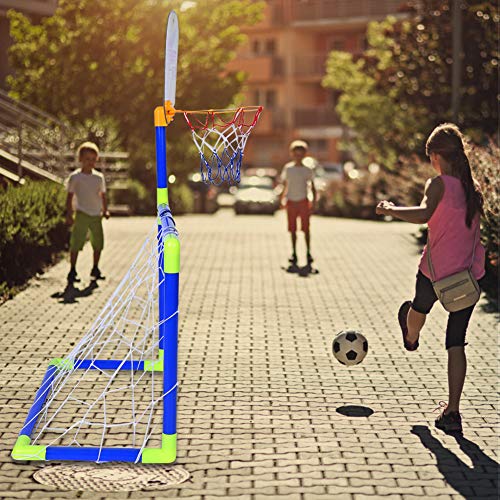 VGEBY Set di Pallacanestro da Calcio, 2 in 1 Porta...