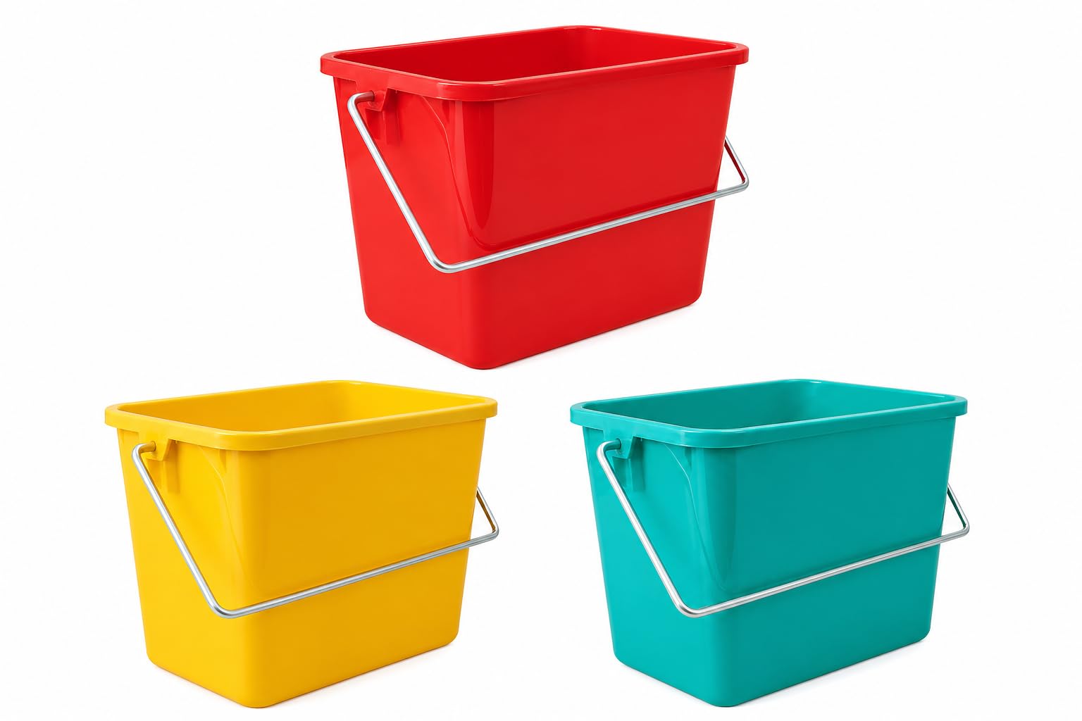 Cubeta de Limpieza 6 litros con asa metálica | Cubo Profesional de Polipropileno con Graduado | Recipiente ergonómico para Carro de Limpieza y Planes de higiene | Resistente y Ligero (Amarillo)