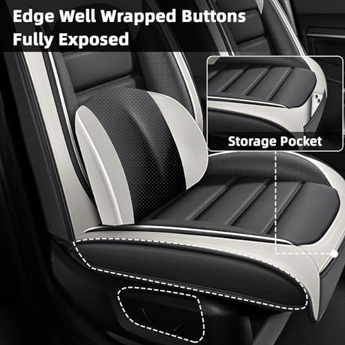 Image of Car Seat Cover Fit for Nissan 370Z 2009-2021,Compatible Airbag Non-Slip Waterproof Seat Cover,Car Seat Protector Premium Interior (Luxury 2 Seats,Gray White)