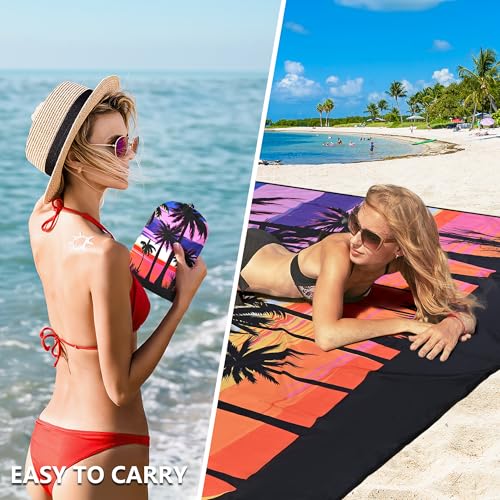 Image of WIWIGO Beach Blanket Waterproof Sandproof Beach Mat 79 inch X 83 inch /10'x9'for 2-8 Adults Quick Drying Outdoor Picnic Mat Beach Accessories for Travel, Camping, Hiking