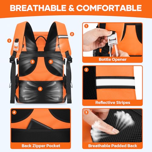 Image of RealCool 33 Can Insulated Soft Cooler Backpack, Leakproof Lunch Ice Bag | PEVA liner,16-Hour cold,Multi-Compartment, Breathable Shoulder and Back,Perfect for men,women,camping /beach /picnic /travel