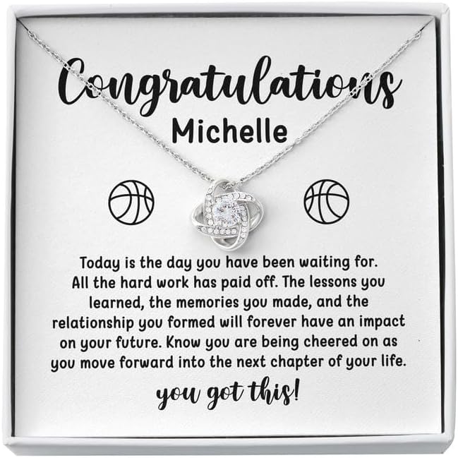 Basketball Personalized Necklace Silver Plated Love Knot Mahogany - Congrats Basketball Personalized - Basketball Outdoor Net Gifts for 17 Year Old Boys Game Player Gymnastics
