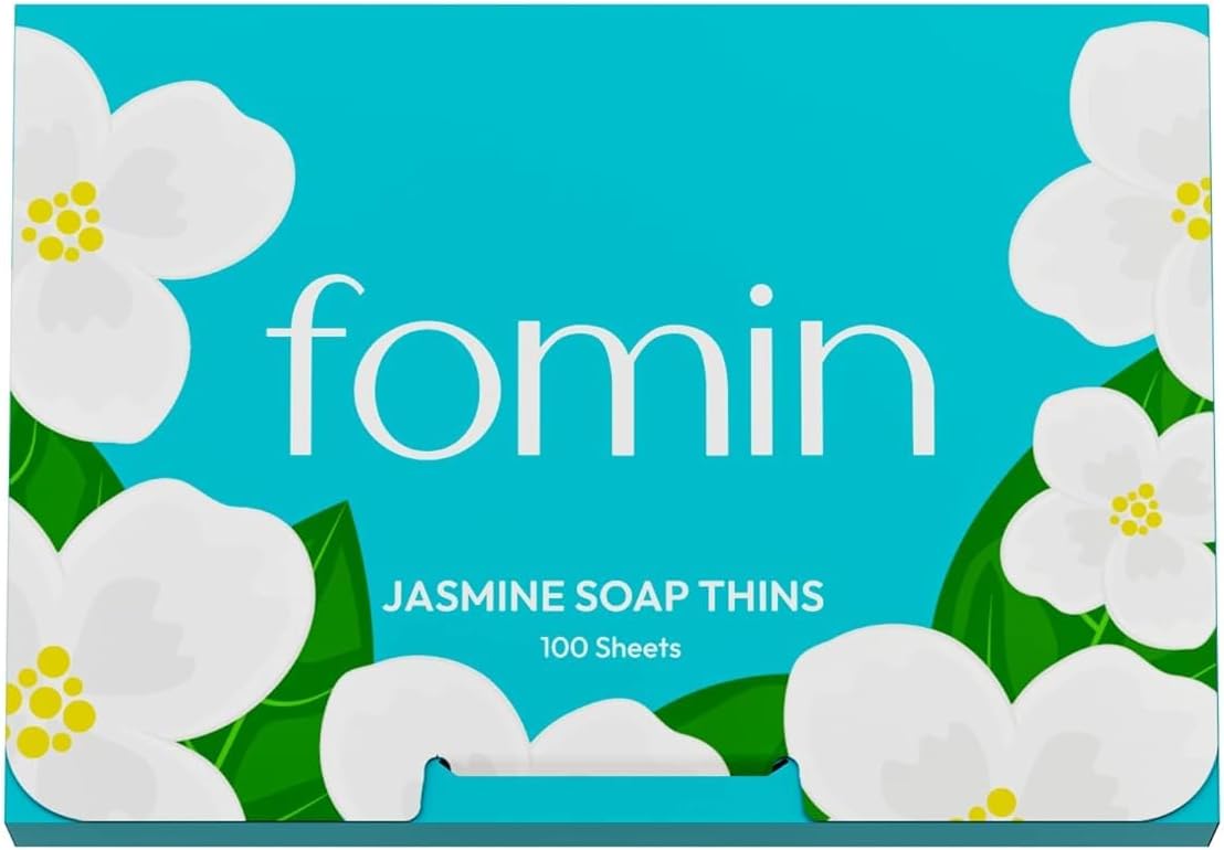 FOMIN - Paper Soap Sheets for Hand Washing - (100 Sheets) Jasmine Portable Travel Soap Sheets, Dissolvable Camping Mini Soap, Portable Hand Soap sheet