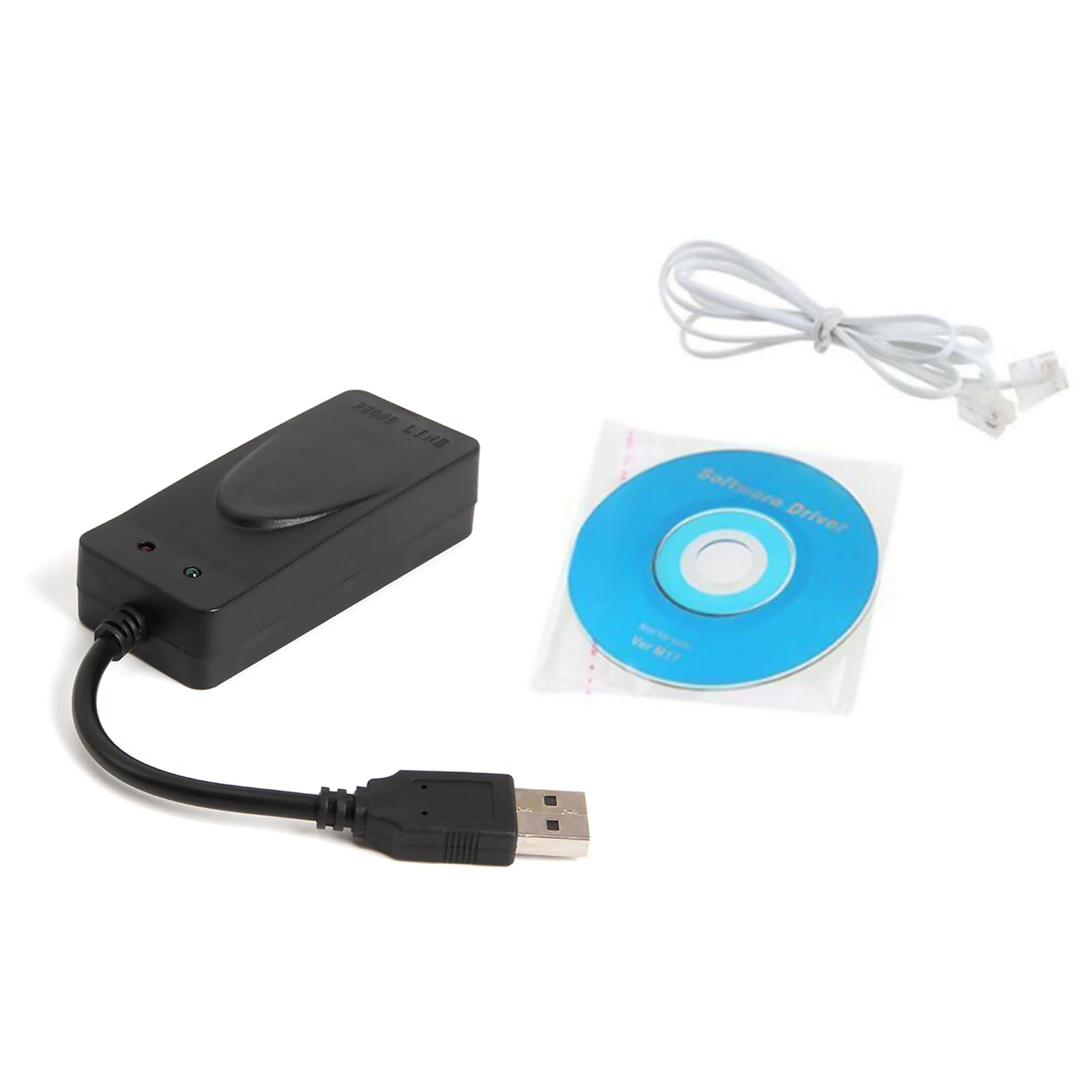 Dual RJ11 Ports USB 2.0 Fax Modem, 56K External Hardware Dial Up Modem for Win 7/8/10