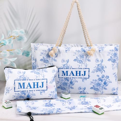 Whaline Set 3 Bolsas para Mahjong Azul Blanco