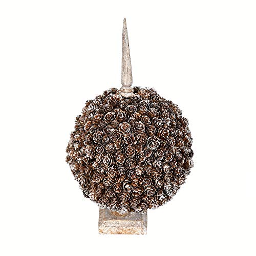 Vickerman Everyday Artificial Cedar and Pine Cone 19 Inch Single Ball Finial Stand - Durable Resin Stand - Indoor Home Living Room Christmas Faux Decoration