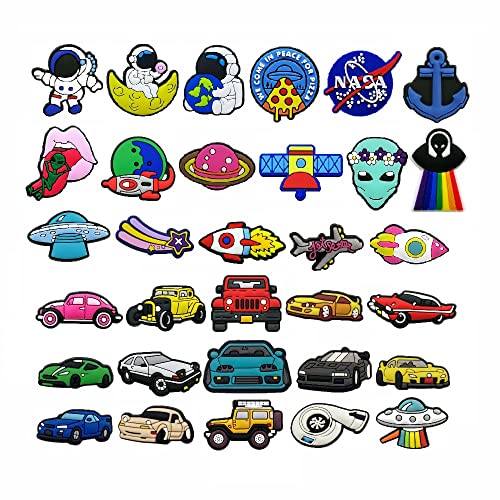 mcmioeat 32PCS Race Car Shoe Charms Packs Decorations for Kids Girl Boys Adults Men Women Party Favor Gifts