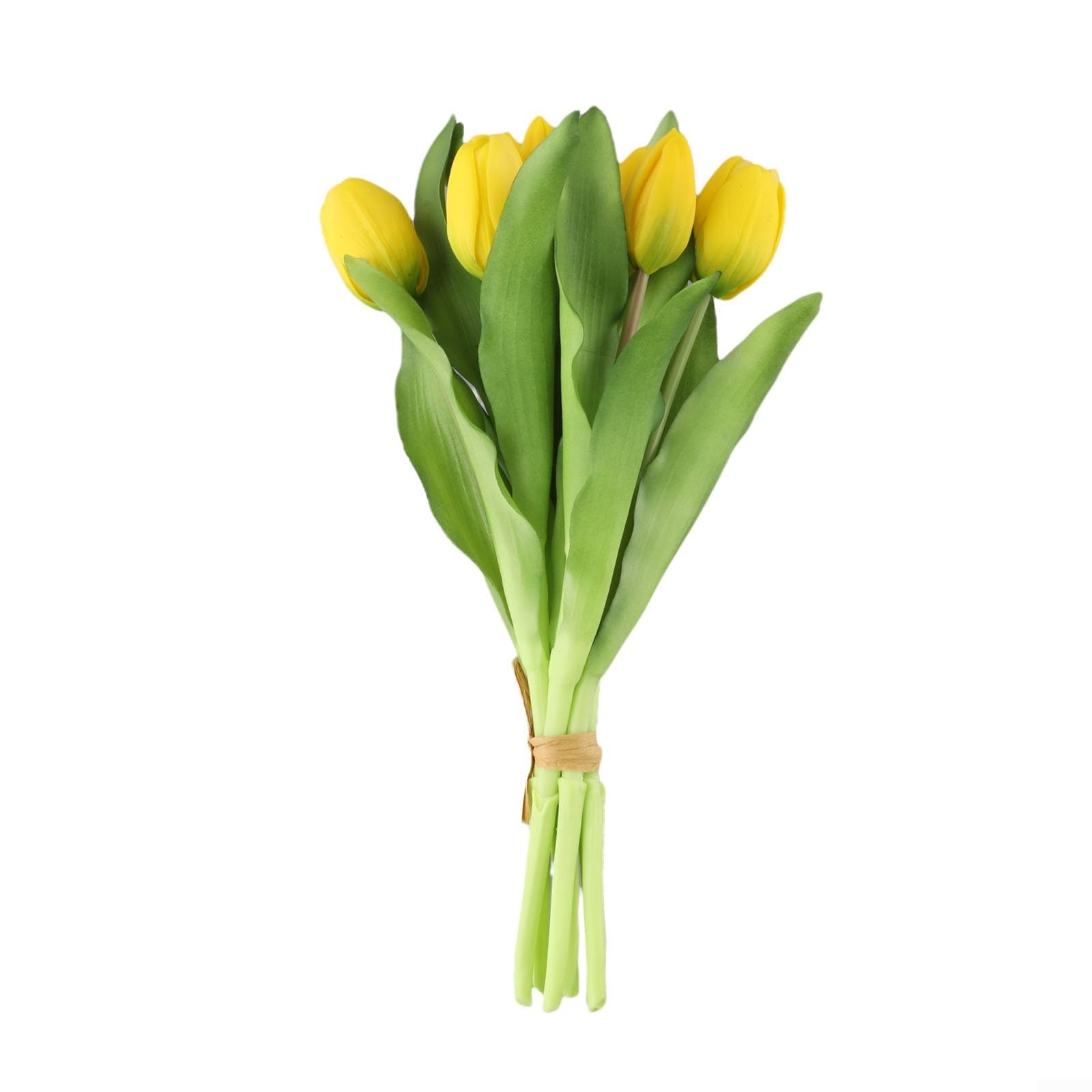ZAMETTER Tulipanes de tallo corto Decoración del hogar Ramo de flores artificiales Ramo de boda (amarillo)