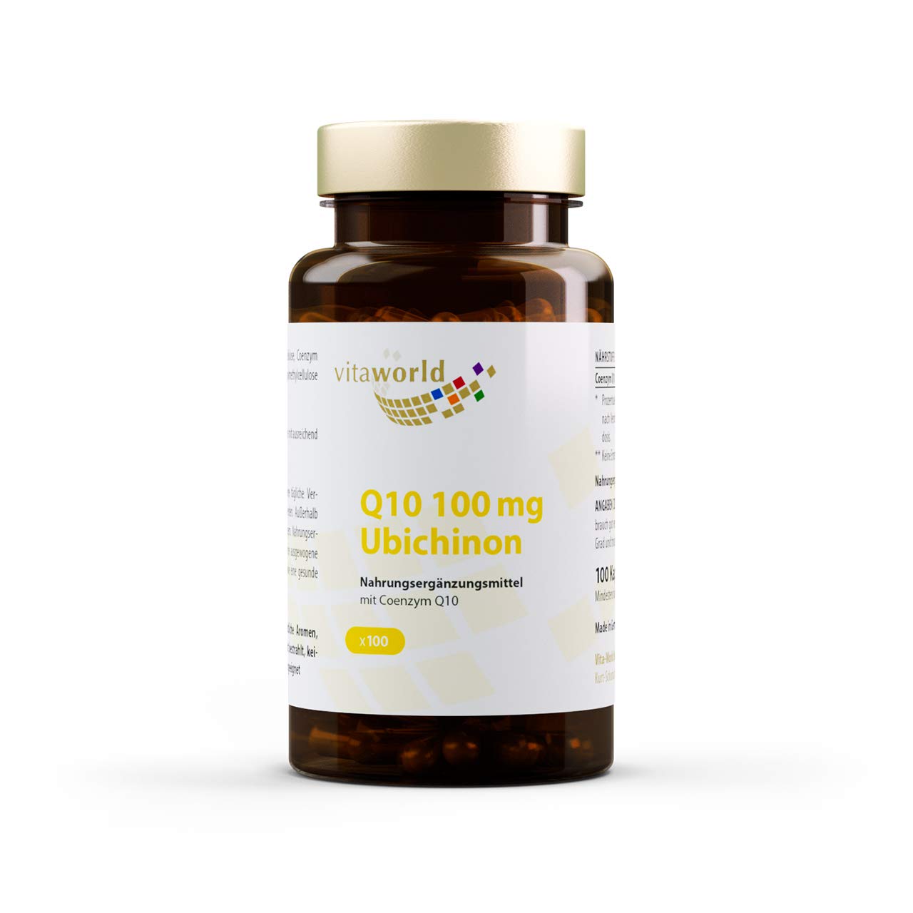 3er Pack Vita World Coenzym Q 10 Ubichinon 100mg 3 x 100 Kapseln Vegan/Vegetarsich Apotheker-Herstellung