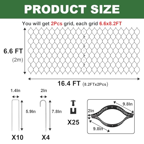 Image of Gravel Grid 2'' Depth with Metal Stakes, 6.6x16.4 FT Geogrid for Gravel Driveway 2200 lbs per Sq FT Erosion Control Ground Grid Gravel Stabilizer Grid for Driveway, Parking Lot, Slope, Walkway, Patio