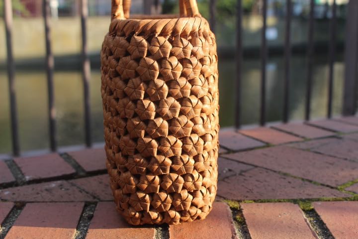 Amazon.co.jp: 98666 六角花結び編み 山葡萄 かごバッグ 網代編み やま