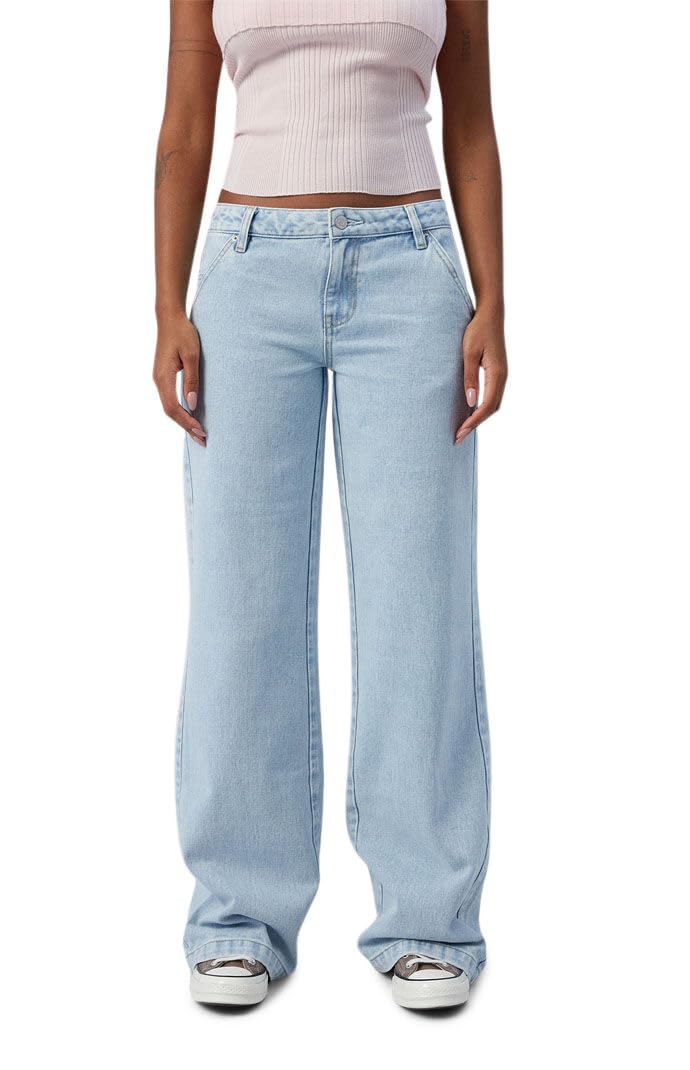 PacSunWomen's Casey Button Pocket Low Rise Baggy Jeans Light Indigo
