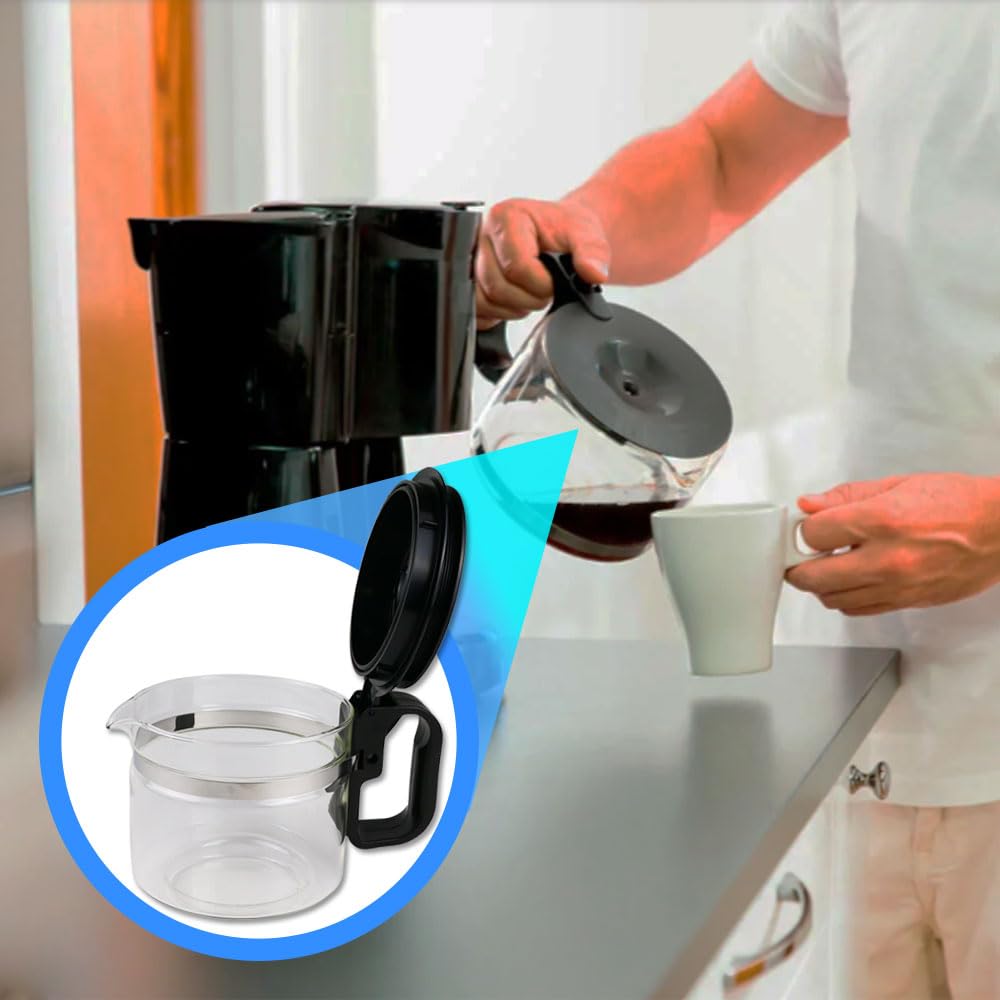Anakel Home Jarra Cafetera Universal Grande Compatible con Cafetera Americana o de Goteo Eléctrica | Vidrio, Tapa Antigoteo, Altura Regulable 12,5-15 cm, 900ml | REVISAR MEDIDAS
