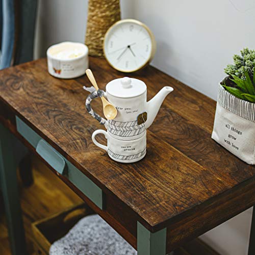 Pavilion Gift Company Dear You Tea For One, 3 Piece Set, White #TOP3