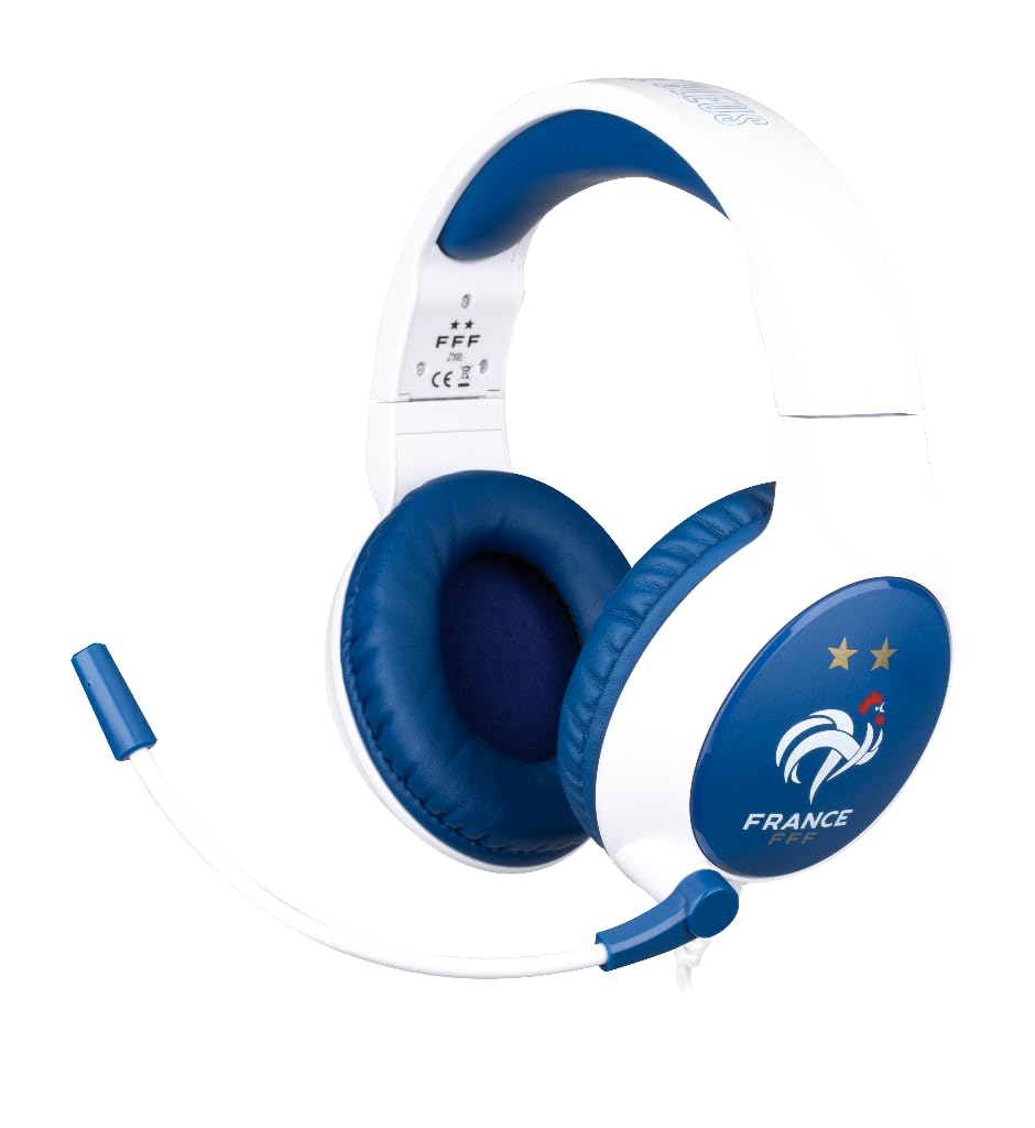 Konix FFF Kabelgebundenes Gaming-Headset für PC, PS4, PS5, Switch, Xbox One und Series X|S - Mikrofon - Kabel 1,5 m - 3,5 mm Klinkenstecker - Weiß und Blau