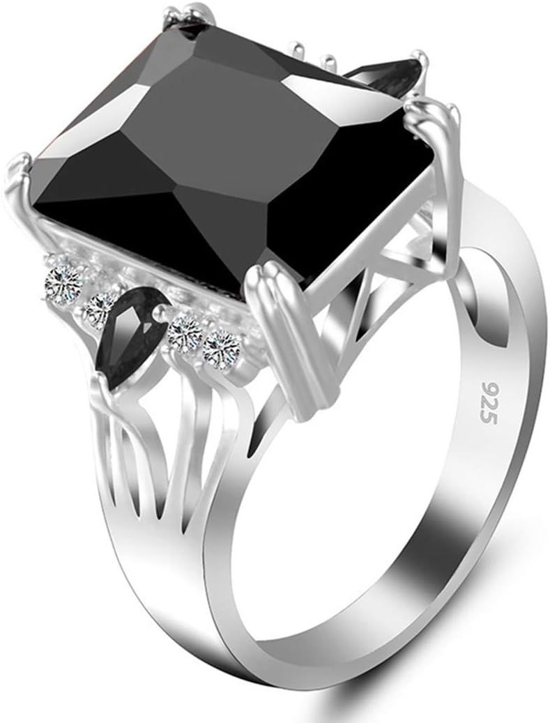 SZQCZB6 Colors Square Cubic Zirconia Engagement Rhinestone Rings for Women