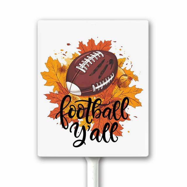 Fall Football Yard Sign With Stake Football Yall Metal Sign 20X30CM Fall Outdoor Decor Sign, Football Family Home Outdoor Decor Sign for Garden Yard Lawn Patio