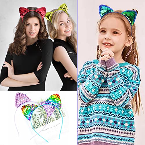 8 Pezzi Orecchie Gatto Donna, Cerchietto con