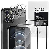 TECHO Unbreakable Screen Protector Compatible with iPhone 12 Pro (5X Impact Protection) (Edge to Edge Full Coverage) and Tempered Glass Camera Lens Protector Film (2 PACK) (6.1 inch)