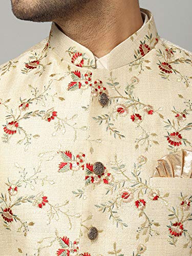 Image of Uri and MacKenzie Men's Silk Blend Kurta Pyjama with Stylish Embroidered Ethnic Jacket
