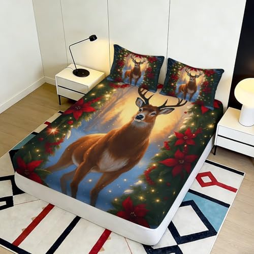 Matelas cerf fitted cover lavable en microfibre 140x200 cm imprimée