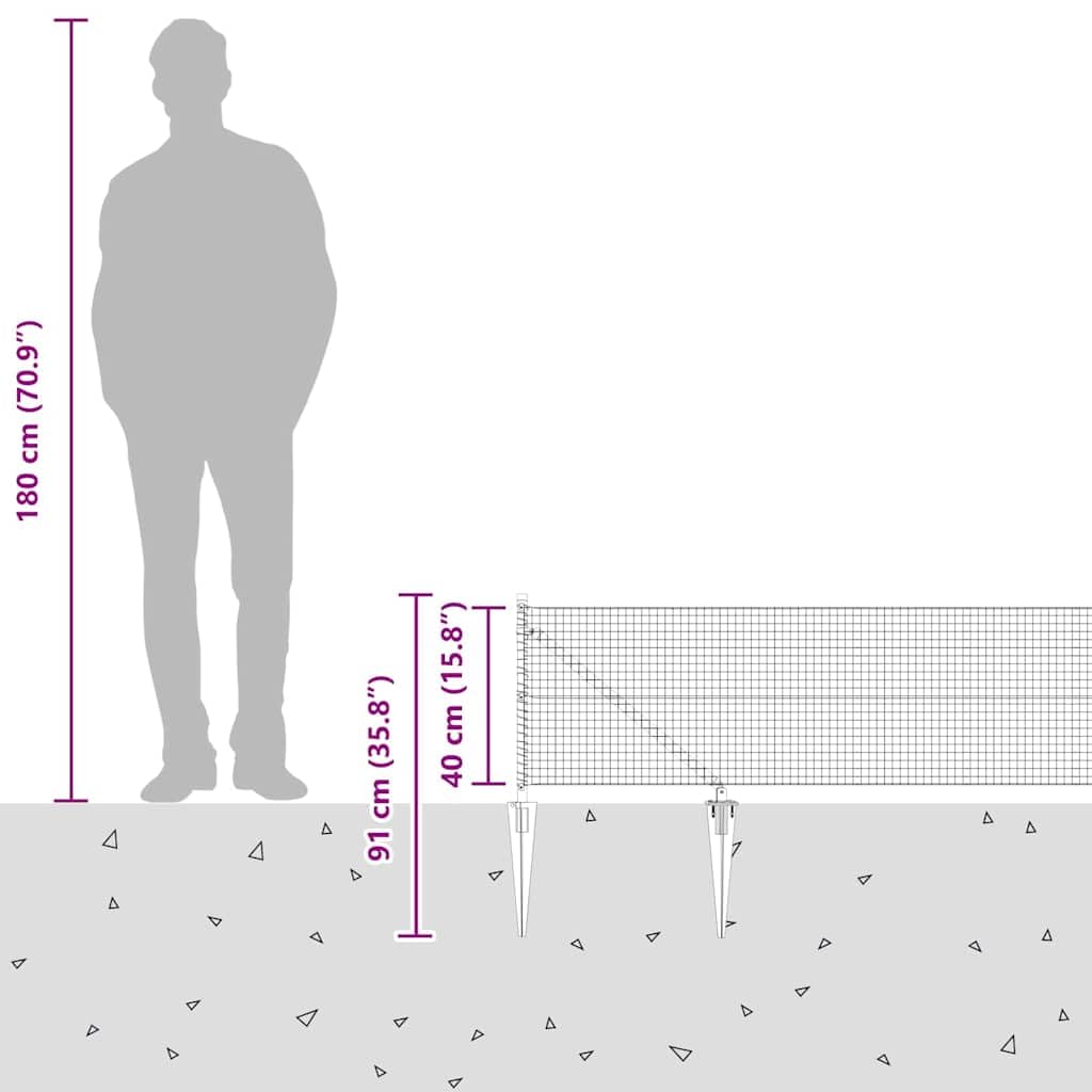vidaXL Recinzione in rete saldata con punte 25 x 0,4 m Grigio Rete