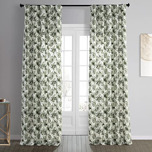 Image of HPD Half Price Drapes Printed Curtains 96 Inches Long Cotton Curtain (1 Panel) Room Darkening Window Curtains for Bedroom & Living Room, 50W x 96L, Artemis Olive Green