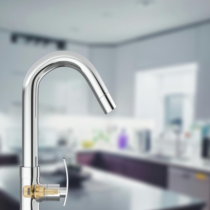 Image of GLOXY Premium Swan Neck Kitchen Sink Tap with 360 Degree Swivel Spout Delight Lever with Chrome Finish - Deck Mounted Wash Basin Tap for Kitchen Sink & Bathroom