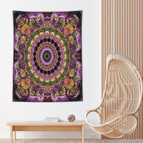 Tapiz colgante vertical que transforma tu dormitorio con su diseño morado 5