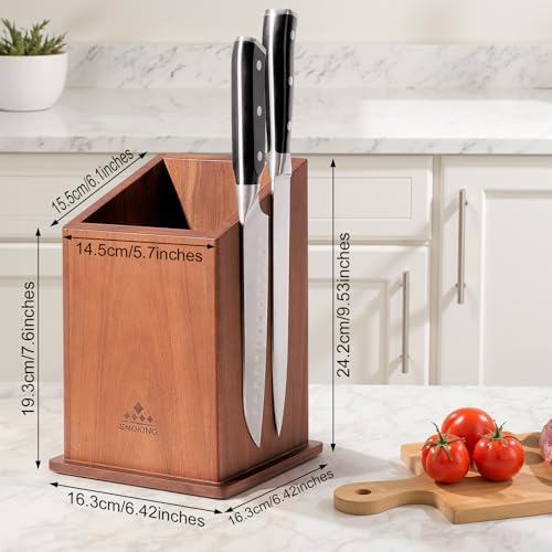 ENOKING Porta Coltelli Cucina Magnetico, Ceppo Coltelli da Cucina Vuoto, Portacoltelli da Cucina in Legno di Acacia, Porta Posate Cucina di Grande Capacità per Coltelli e Utensili da Cucina - immagine 5