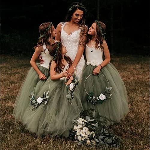 Straps Sage Green Flower Girl Dresses for Wedding Party2