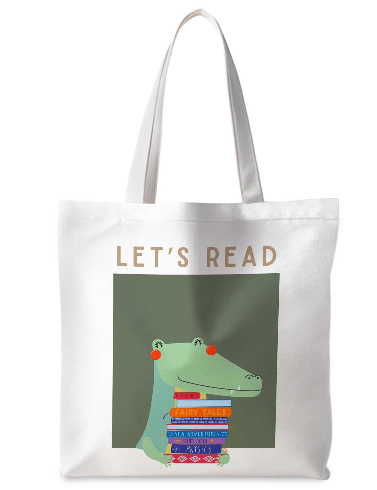 ignytiger Reading Book Canvas Tote Bags, For Reading Books Lovers, Reusable Grocery Shopping Bags