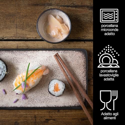 Moritz & Moritz Set di stoviglie da sushi per 2 persone - 10 pezzi - Servizio da sushi con 2x piatti da sushi, ciotole per salse e bacchette - immagine 4