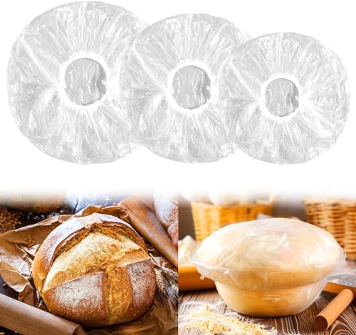 100 Piezas Tapas para tazones de pan,Elástico reutilizable para masa madre de pan,Tapas de plástico para tazones de pan,Envoltura de plástico estirable para recipientes de almacenamiento