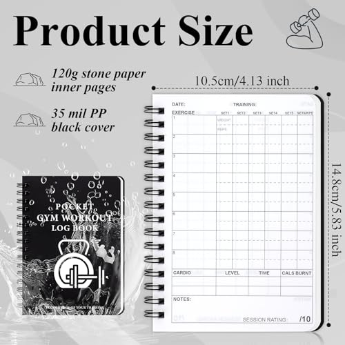 Cuaderno de entrenamiento A6 en papel de piedra impermeable para registro de gimnasio 2