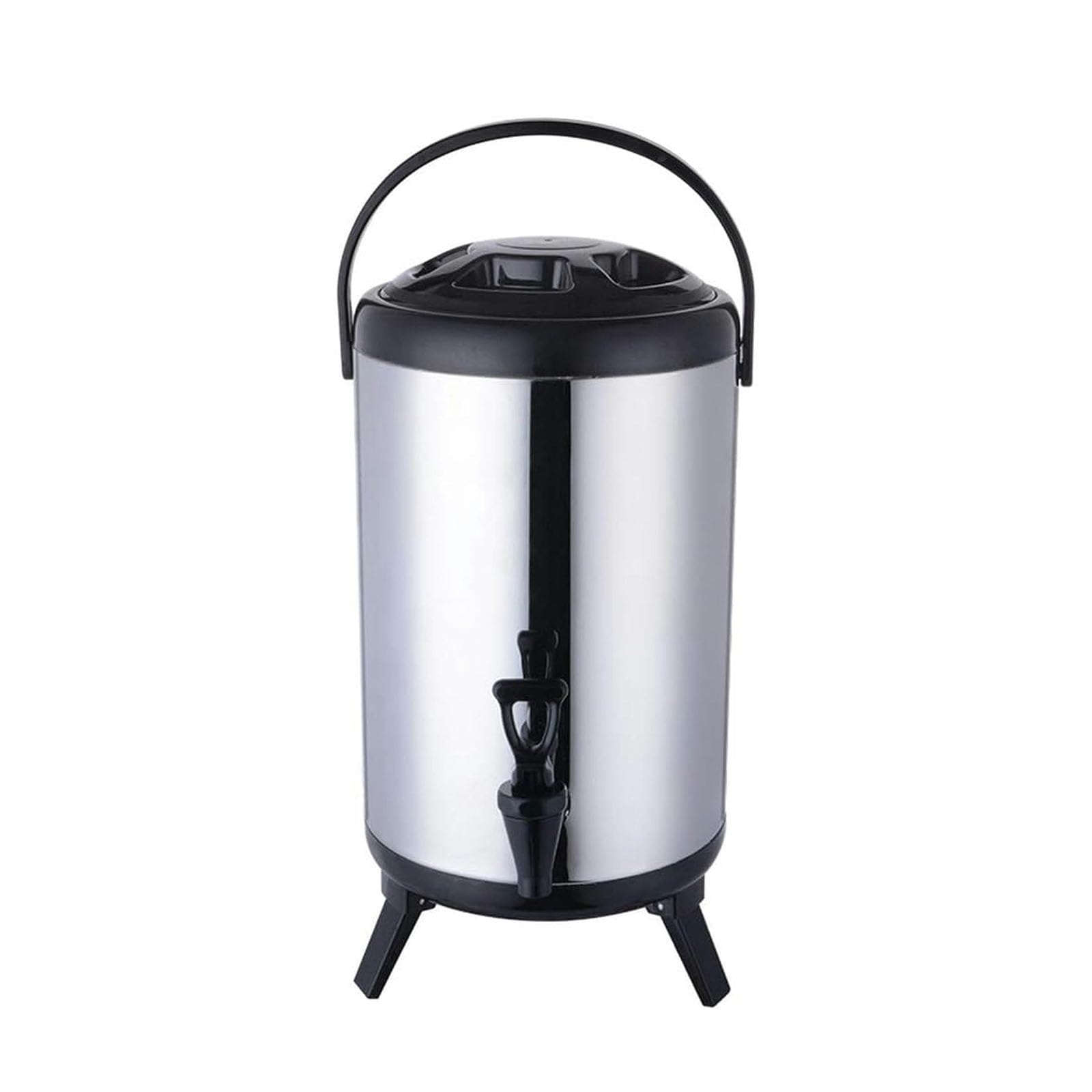 MYUYEE Stainless Steel Insulated Beverage Dispenser,Warm Beverage Dispensers,Insulated Or Refrigerated Milk Tea Buckets With Taps,Black,8L (Black-12L)