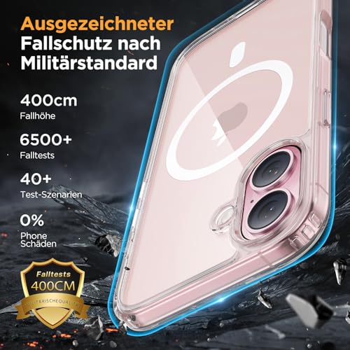 Miracase für iPhone 17 Hülle für Magsafe[mit Panzerglas] [TOP Militärschutz & Magnetkraft] Stoßfest Kratzfest mit Samtiger Haptik Handyhülle für iPhone 17 6,3, Klar