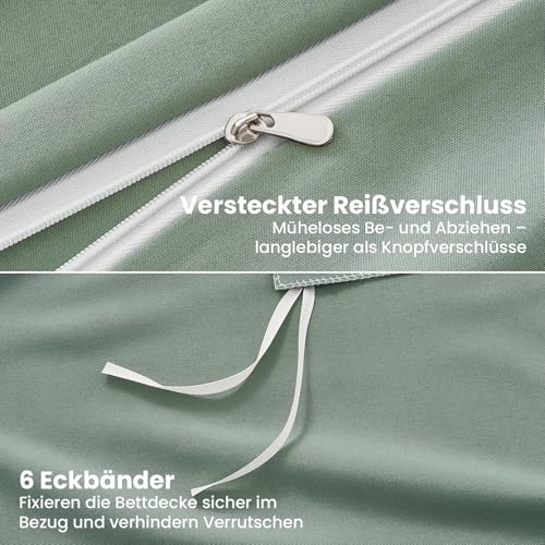 Duvetnova Bettwäsche 135x200 40x80 Grün Sommer ÖKO-TEX Superweich Mikrofaser Bettwäsche-Sets 2 Bettbezüge 135x200 + 2 Kissenbezüge 80x80 +… – Ansicht 5
