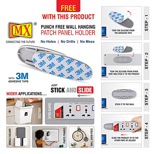 Image of MX Spike Protector Extension Board Individual Switch 6 Outlet International Sockets Extension Cord 5 Meter Multi Plug Socket Extension Power Strip for Home & Office (5 Amp)
