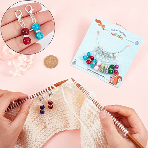 NBEADS 10 Pcs Glass Bead Stitch Markers - Image 2