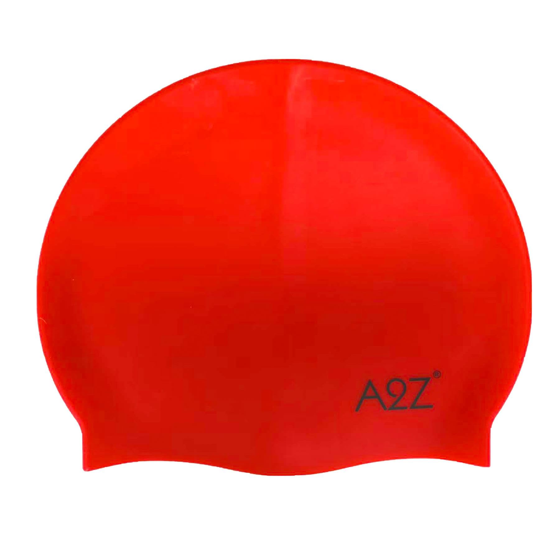 A2Z 4 Kids Girls Boys Silicone Swimming Cap Soft Stretch Fit - Swimming Cap Red