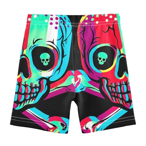 Rock Roll Skull Bones Colorful Girls' Biker Shorts Toddler 4t Shorts for Under Skirts Cotton Dance Clothes2