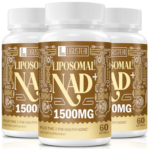 1500 MG Liposomal NAD+, 98%+ Absorption, NAD+ Supplement for Women & Men with TMG, for Aging Defense, Cellular Energy, Heart & Brain Function, Longevity, 180 Softgels