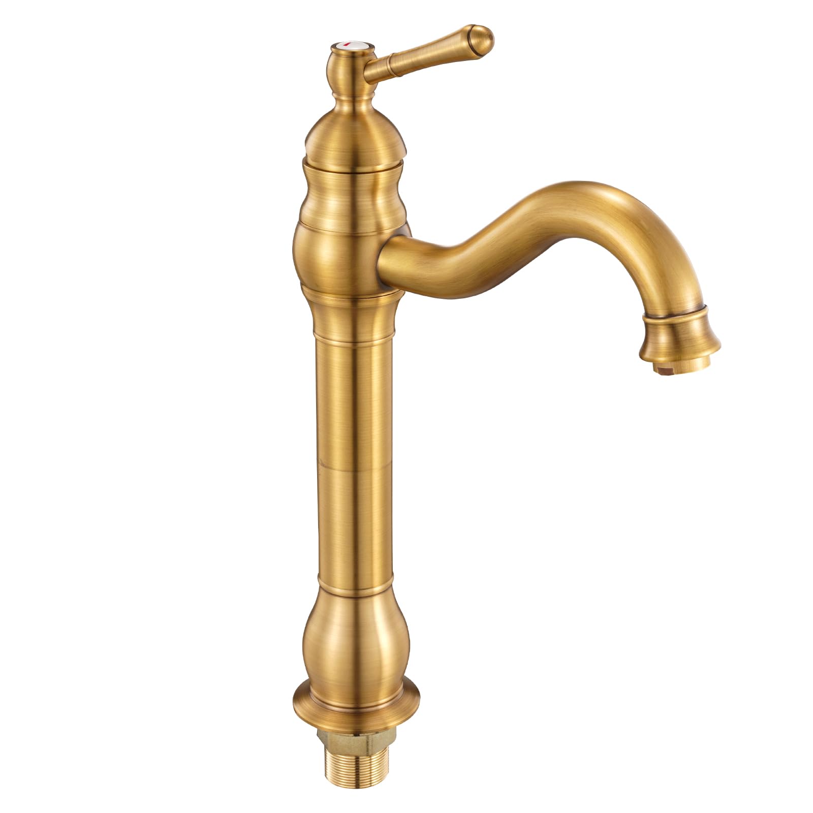 VEVOR Grifo Monomando para Lavabo con Botón Pulsador, Grifo para Fregadero de Cocina, Mezclador Monomando para Baño, Fregadero de Caravana, Carcasa de Latón, Dorado Antiguo, 395 x 220 x 62 mm