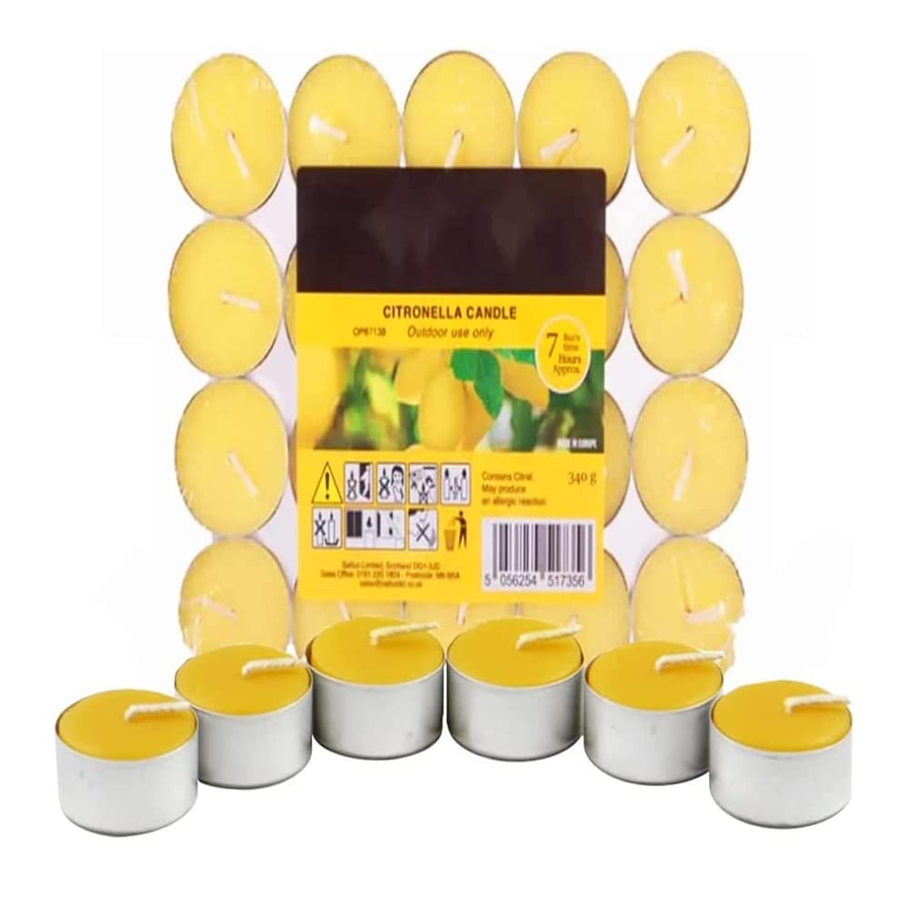PHG Fresh Scented Tealight Candle Set - 7 Hour Burn Time | Premium Quality Citronella Tealights for Home Decoration