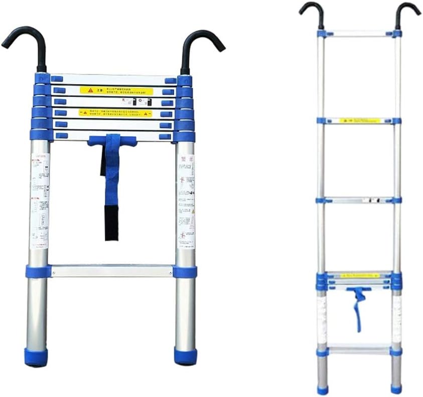 Telescopic Extension Ladder 23ft/7m - Heavy Duty Portable Multi-Purpose Step Ladder with Removable Hooks for Roof Loft and Patio - 150kg Capacity